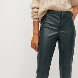 High waisted Green Leather Pants by ZARA